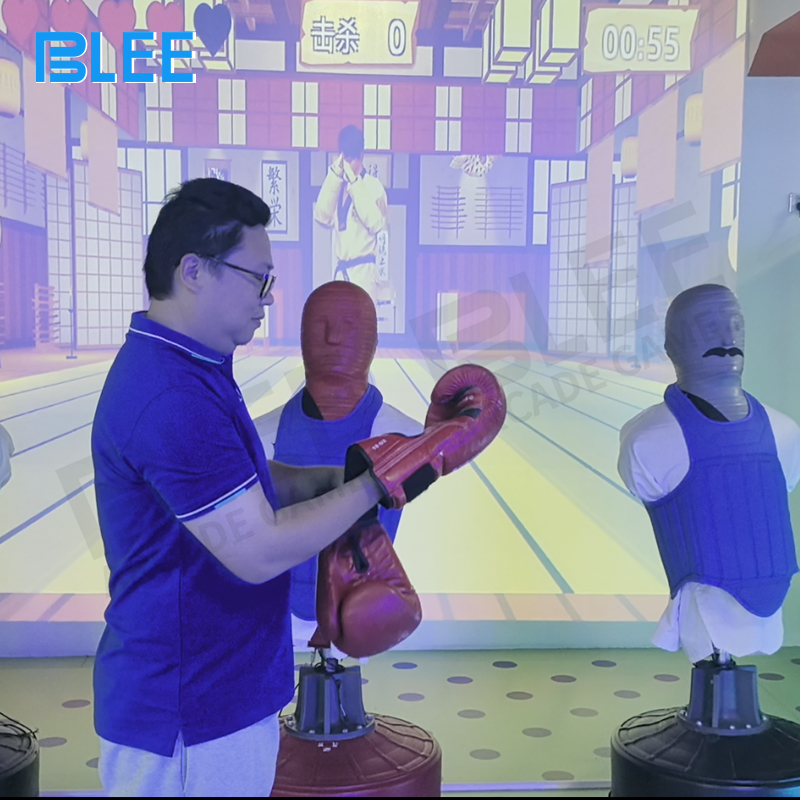 Custom projection system creating immersive 360-degree visual environment for boxing experience